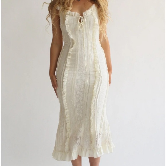 Wild Rose & Sparrow Dresses & Skirts - Ivory Ruffle-Trim Maxi Dress